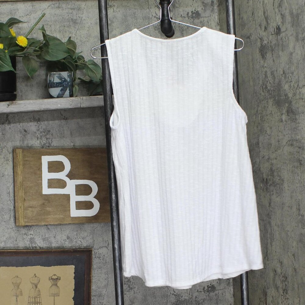 NWT Ny Collection Petite Size Sleeveless Ribbed Top with Triple Rings White PXL - Picture 3 of 5